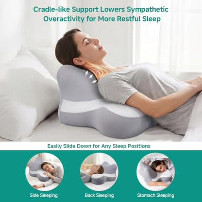 Grey White Wedge Pillow for Sleep Apnea Acid Reflux Snoring - Softgas