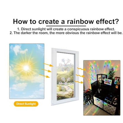Snowflake Christmas Window Stickers - Bird Deterrent Rainbow Sun Catcher Decals