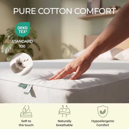 Queen Waterproof Mattress Encasement 100% Cotton Bed Bug Dust Mite Proof Cover - 16 Size