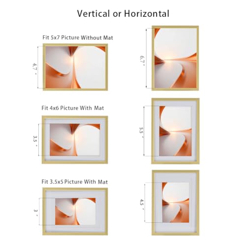 5x7 Metal Picture Frame with Glass and Dual Mats - Gold Finish