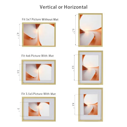 5x7 Metal Picture Frame with Glass and Dual Mats - Gold Finish