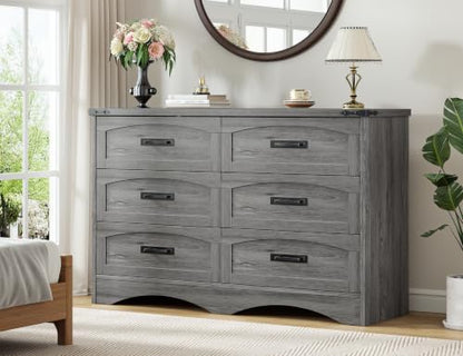 Decofy Grey 47" Farmhouse 6-Drawer Dresser for Bedroom — Variation: Grey