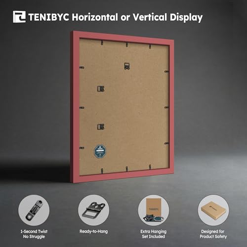 Red Wood 11x14 Picture Frame 3 Pack - Glass Photo Art Display