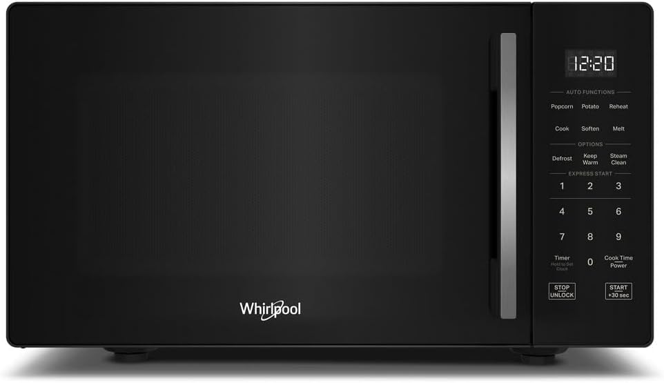 Whirlpool Countertop Microwave - 0.9 Cu. Ft. with Turntable & Steam Clean - 900 Watts, Black