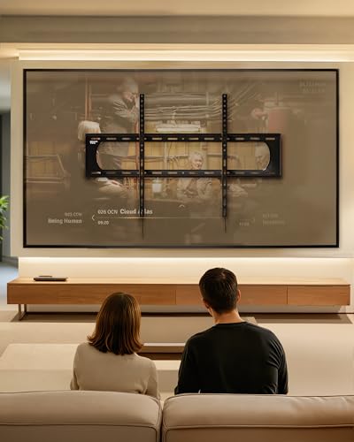 monTEK Heavy Duty Fixed TV Wall Mount Bracket for 60–120" Flat & Curved TVs up to 300lbs, 4× Load Tested, Ultra Slim 1.3" Low Profile, Max VESA 900x600, Quick-Release Lock, Fits 16"/18"/24" Wood Studs