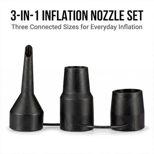 2-Pack Air Pump Nozzles Set - 3 Sizes Replacement Inflator Attachments