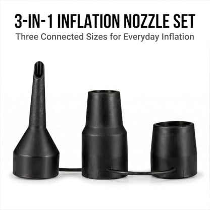 2-Pack Air Pump Nozzles Set - 3 Sizes Replacement Inflator Attachments