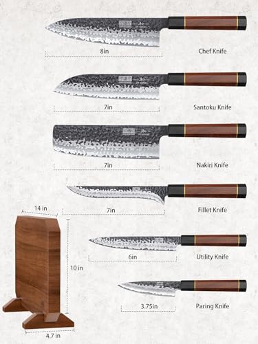 HOSHANHO 8-Inch Knife Set with Magnetic Wooden Block - Japanese Kitchen Cutlery