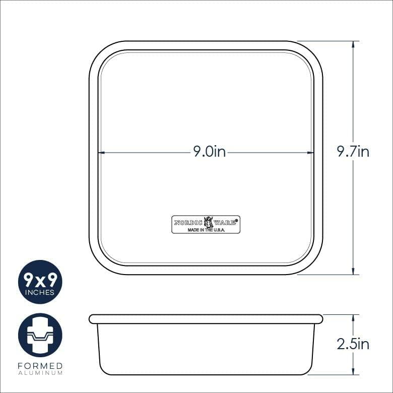 Nordic Ware Square Cake Pan - Natural Aluminum Construction | 9 x 9 Inch Size