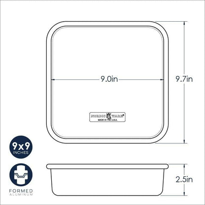 Nordic Ware Square Cake Pan - Natural Aluminum Construction | 9 x 9 Inch Size