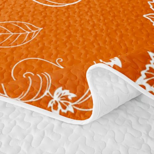 Erosebridal Autumn Harvest Full Quilt Set with White and Orange - Full Size