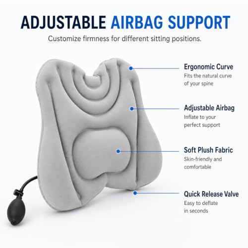 Inflatable Lumbar Support Pillow with One-Press Pump for Office Car Travel