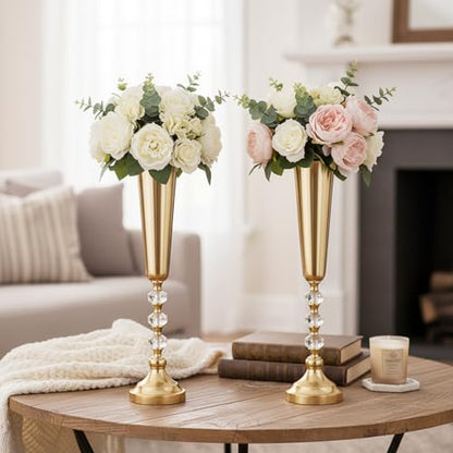 Gold Metal Vases Set of 2 for Tables - Wedding Centerpieces, Decor - Variation of THIS listing