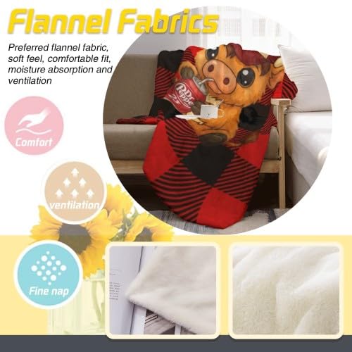 Funny Dr Pepper Pattern Throw Blanket 80x60 Inches - Cow Print