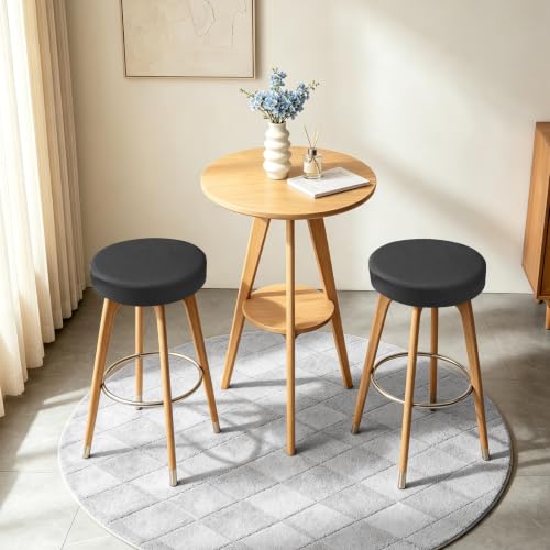 Fuloon Waterproof Round Bar Stool Cover 16-18 Inch Black 2 Pack