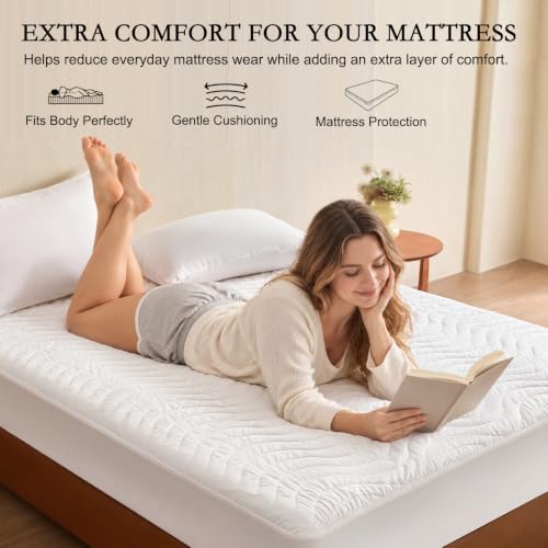 Wavy White Wool Mattress Pad King Size - Washable Australian Wool