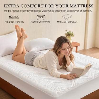 Wavy White Wool Mattress Pad King Size - Washable Australian Wool