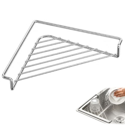 Stainless Steel Corner Sink Shelf - Triangular Kitchen Organizer 1Pcs