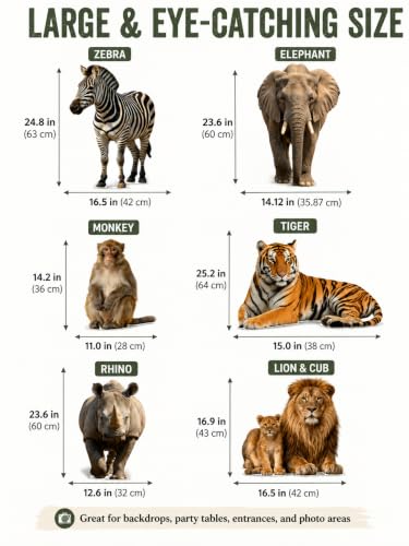 Safari Animal Standups for Baby Shower Photo Booth - 6 Pieces, Jungle Theme