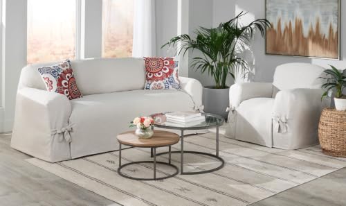 Beige Bow Loveseat Slipcover Furniture & Pet Protector - One Size