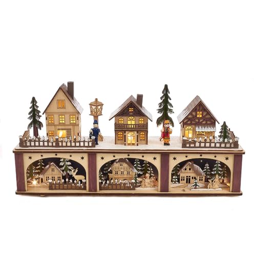 Battery-Operated LED Wooden Village Houses for Holiday Decor