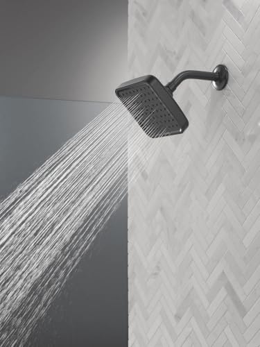 Delta 6-Inch Square Shower Head with 4 Settings Matte Black 2.5 GPM