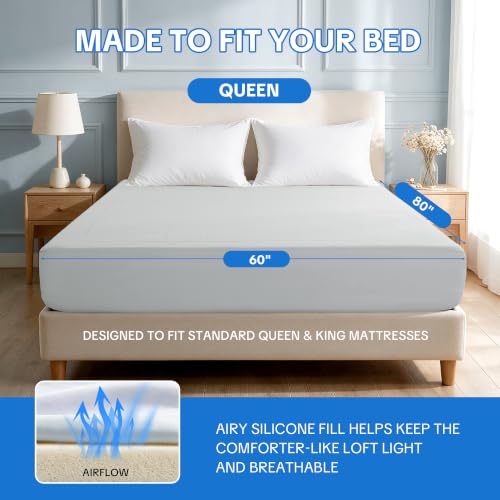 Queen Cooling Mattress Pad with Breathable Silicone for Hot Sleepers