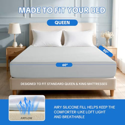 Queen Cooling Mattress Pad with Breathable Silicone for Hot Sleepers