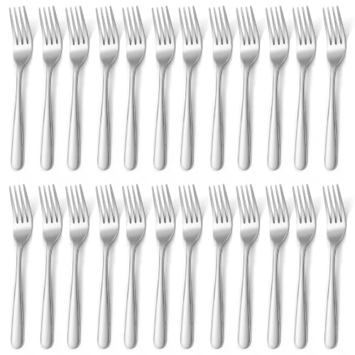 Dinner Forks Set 24 Pieces Stainless Steel Silverware - Silver Variation