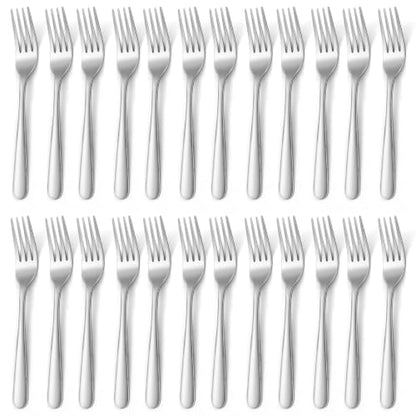 Dinner Forks Set 24 Pieces Stainless Steel Silverware - Silver Variation