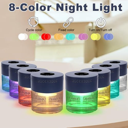 Navy Water Air Purifier with Aromatherapy, 3-Speed Humidifier & 8-Color Light