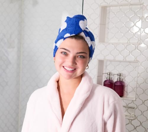 Dazzling Blue Cotton Hair Towel Wrap - Fast-Drying Hair Turban for All Hair Types