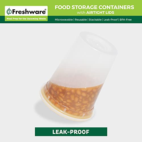 Freshware Food Storage Containers [240 Set] 32 oz Plastic Deli Containers with Lids, Slime, Soup, Meal Prep Containers | BPA Free | Stackable | Leakproof | Microwave/Dishwasher/Freezer Safe