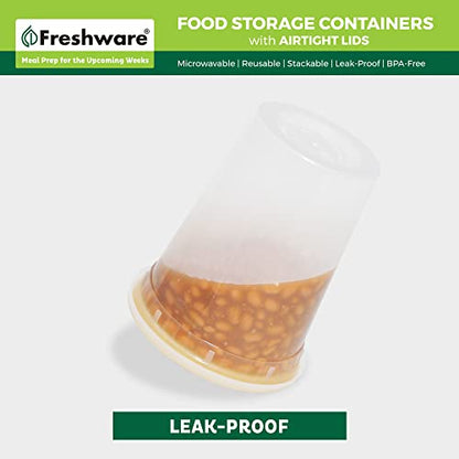 Freshware Food Storage Containers [24 Set] 32 oz Plastic Deli Containers with Lids, Slime, Soup, Meal Prep Containers | BPA Free | Stackable | Leakproof | Microwave/Dishwasher/Freezer Safe