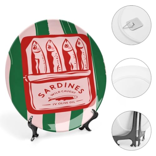 Bone China Sardine Can Decorative Plate 7 Inch - Round Wall & Table Display