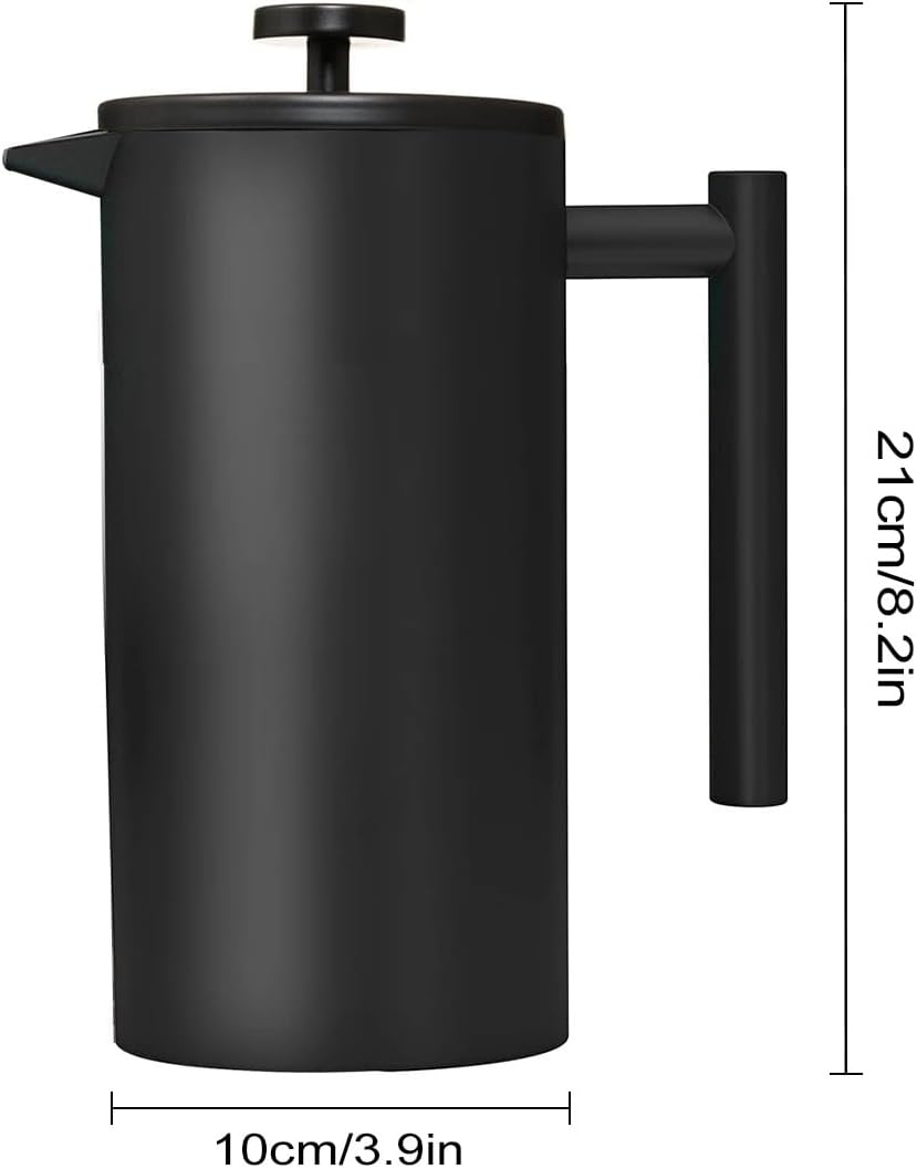 Skiennix French Press Coffee Maker - Stainless Steel Insulated 34 oz | Portable Hot & Cold Brew Teapot for Coffee Lovers