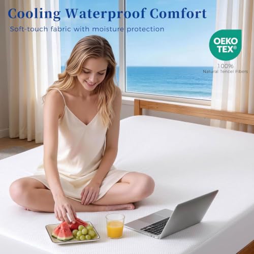 King Tencel Waterproof Mattress Protector White 78x80 Inches