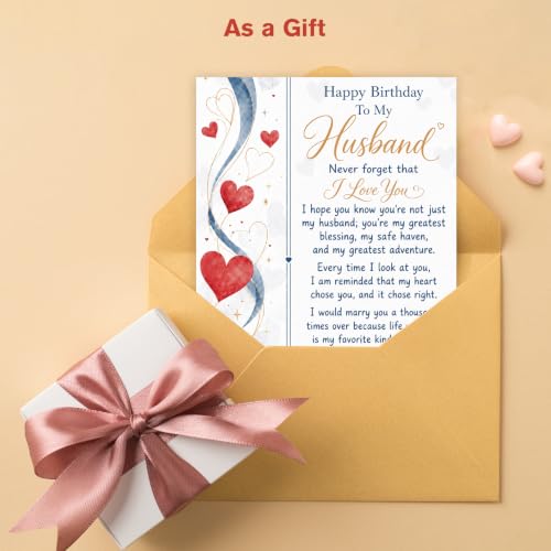 Romantic Husband Birthday Card - C Style with Kraft Envelope