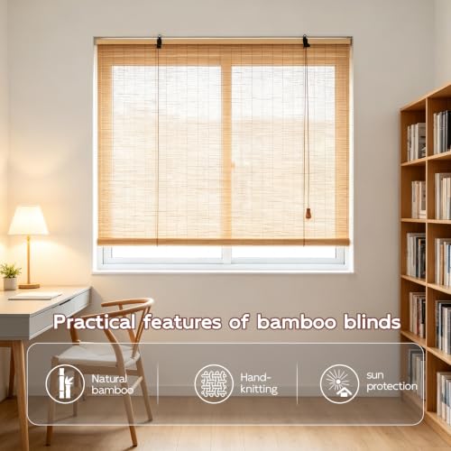 Outdoor Bamboo Roll-Up Blinds 18x40in Natural Shade & Privacy
