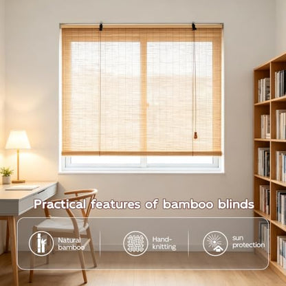 Outdoor Bamboo Roll-Up Blinds 18x40in Natural Shade & Privacy