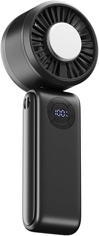 Skiennix Portable Handheld Fan - 3-in-1 Rechargeable Personal Fan with 5 Speed Settings | 4000mAh Battery, Digital Display, 90° Foldable Design for Travel & Outdoor Use