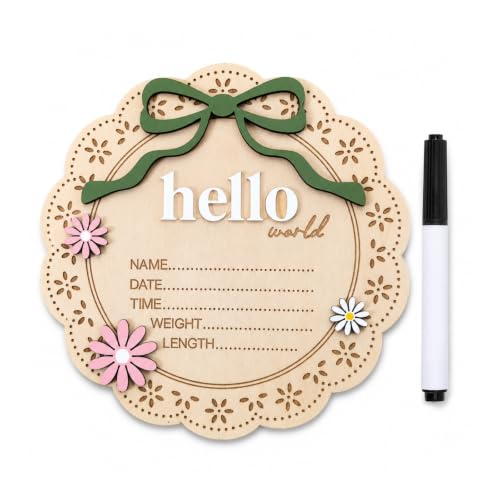 Baby Announcement Sign Floral Wooden Plaque Nursery Wall Decor