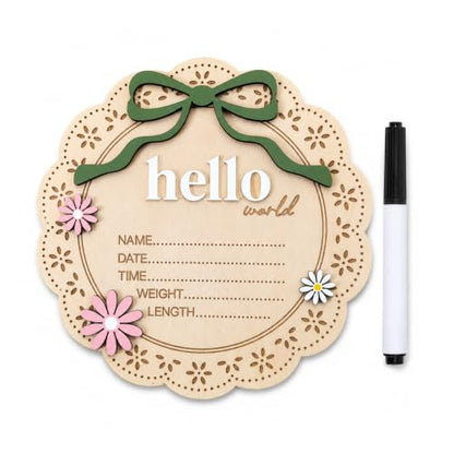 Baby Announcement Sign Floral Wooden Plaque Nursery Wall Decor
