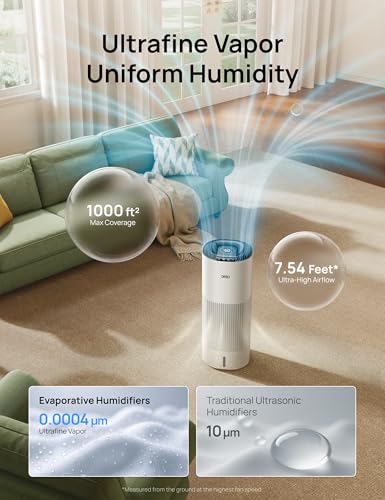 Large Room Evaporative Humidifier 10L Tank for Up to 1000 sq ft | Smart Control