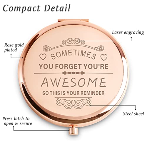 You Are Awesome Compact Mirror - Personalized Inspirational Gift for Women Girls - Graduation, Birthday, Mother's Day