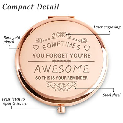 You Are Awesome Compact Mirror - Personalized Inspirational Gift for Women Girls - Graduation, Birthday, Mother's Day