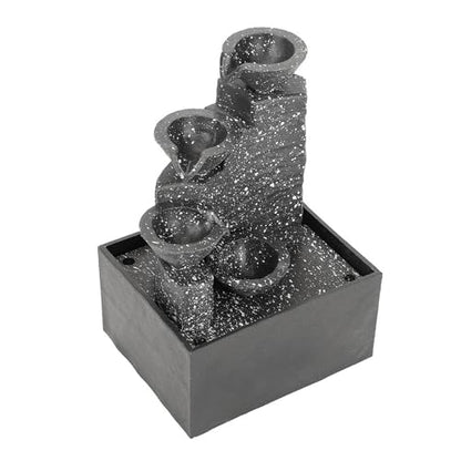 Desktop USB Water Fountain Ornament with LED Lights and Stones - Home Office Decor