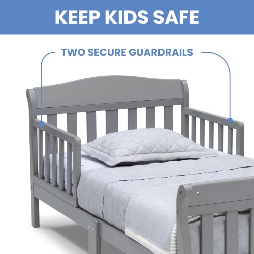 Toddler Bed with Guardrails and Waterproof Mattress - Grey