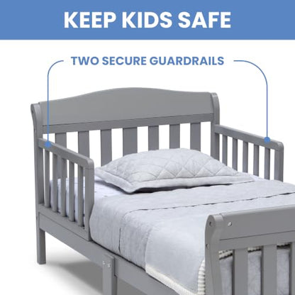 Toddler Bed with Guardrails and Waterproof Mattress - Grey