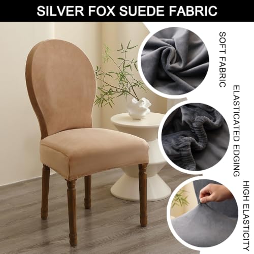 Black Set of 6 Waterproof Round Back Dining Chair Covers - Armless Slipcovers